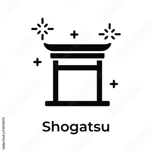 Japanese new year icon in unique style, Shogatsu vector design