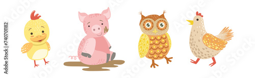Cute Animal Character with Pretty Friendly Snout Vector Set