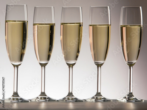 glasses of white wine, flute of champagne
