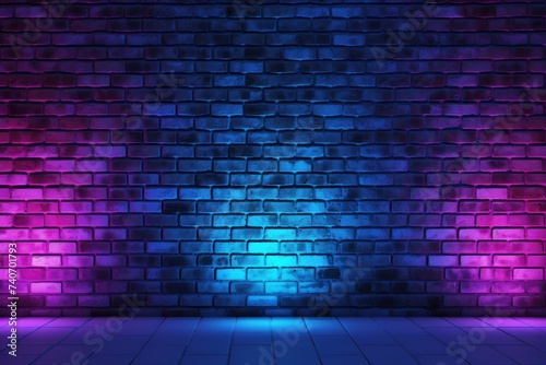 neon lighting in a brick wall