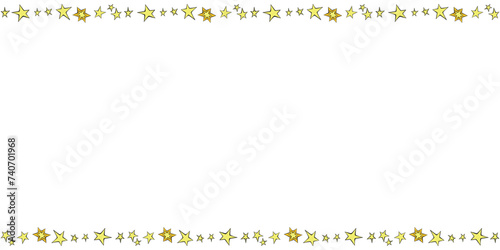 Frame from small contour stars isolated. Horizontal top and bottom edging, border, decoration on theme of astronomy, space, dream, holidays