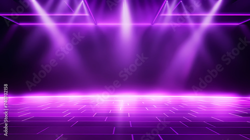 The stage background is illuminated by the light of a spotlight