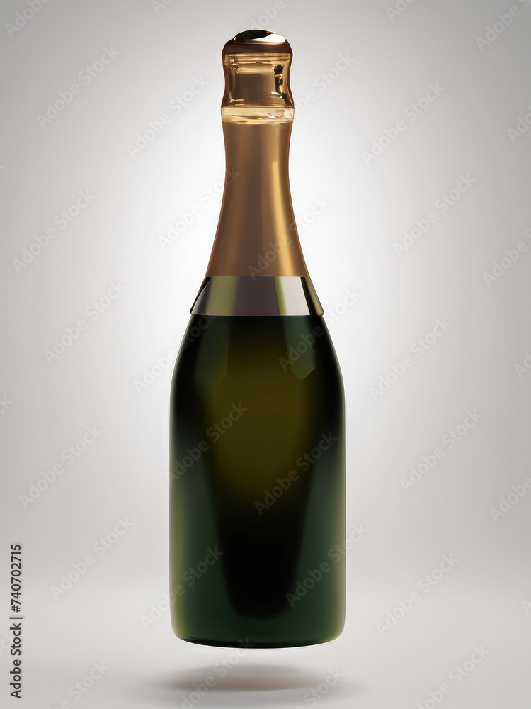 bottle of champagne, blank label, mock-up of a bottle bottle of champagne, blank label, mock-up of a bottle
