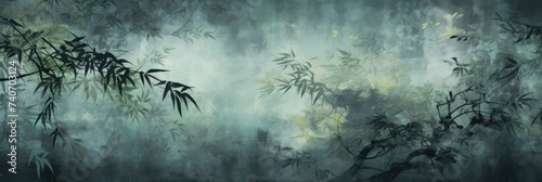 wallpaper with bamboo leaves, in the style of painterly texture
