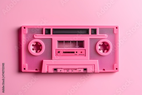 Pink video tape cassette 3d minimal style pink color pink background pink world AI Generated   