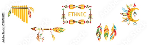 Ethnic Indian Symbol and Tribal Object Vector Set photo