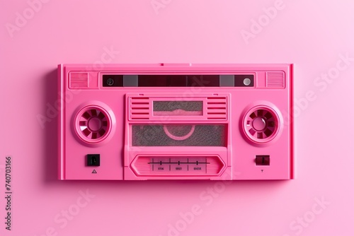 Pink video tape cassette 3d minimal style pink color pink background pink world AI Generated 