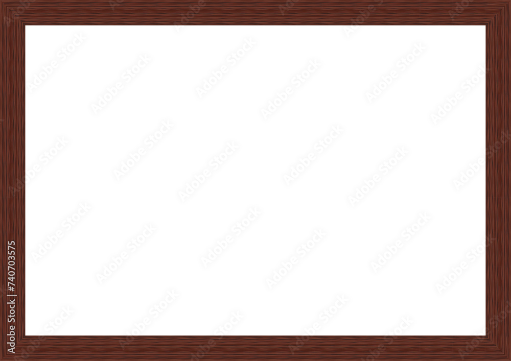 Empty Wooden Frame with copy space for text. Blank Photo Border isolated on transparent background.
