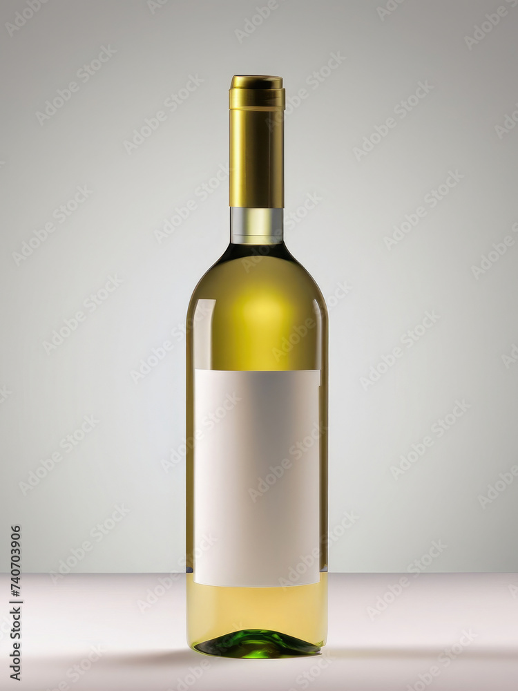 bottle of white wine, mock-up of a wine bottle, white label, blank template bottle of white wine, mock-up of a wine bottle, white label, blank template