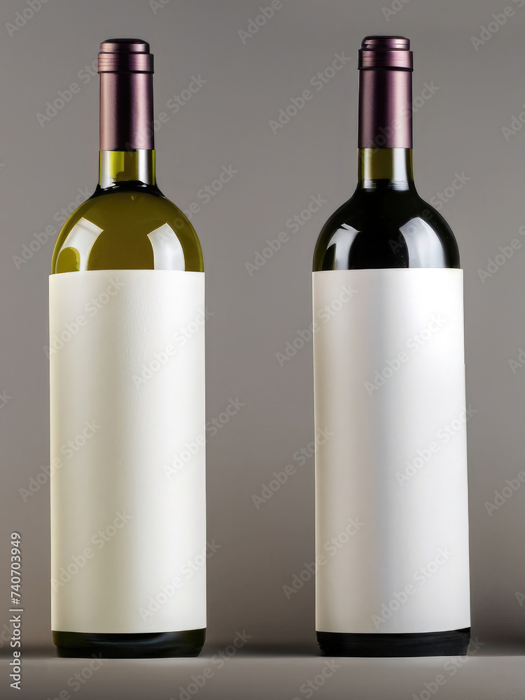 bottle of white wine, mock-up of a wine bottle, white label, blank template bottle of white wine, mock-up of a wine bottle, white label, blank template
