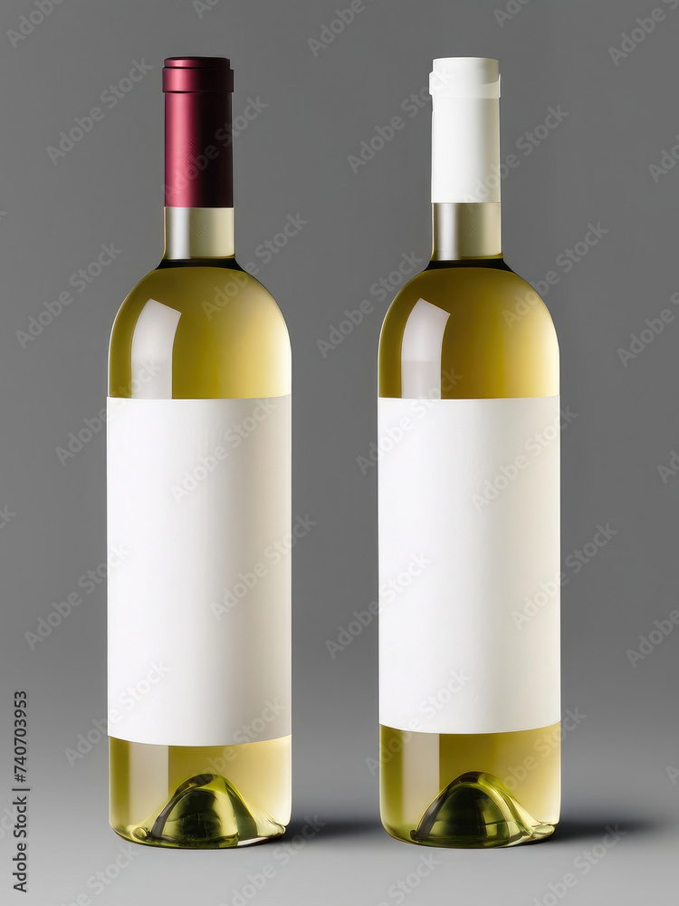 bottle of white wine, mock-up of a wine bottle, white label, blank template bottle of white wine, mock-up of a wine bottle, white label, blank template