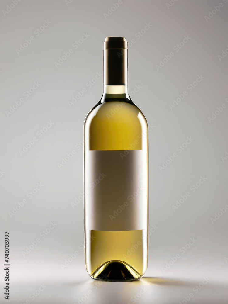 bottle of white wine, mock-up of a wine bottle, white label, blank template bottle of white wine, mock-up of a wine bottle, white label, blank template