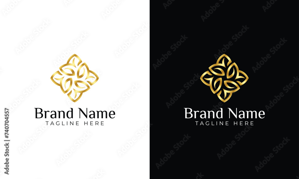Floral ornament logo and icon set. Abstract beauty flower logo design collection. Flower logo for elegant brabd - obrazy, fototapety, plakaty 