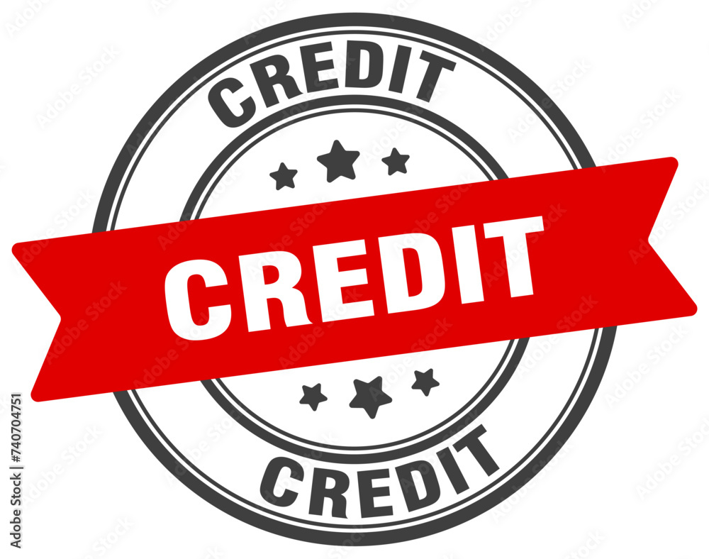 Fototapeta premium credit stamp. credit label on transparent background. round sign