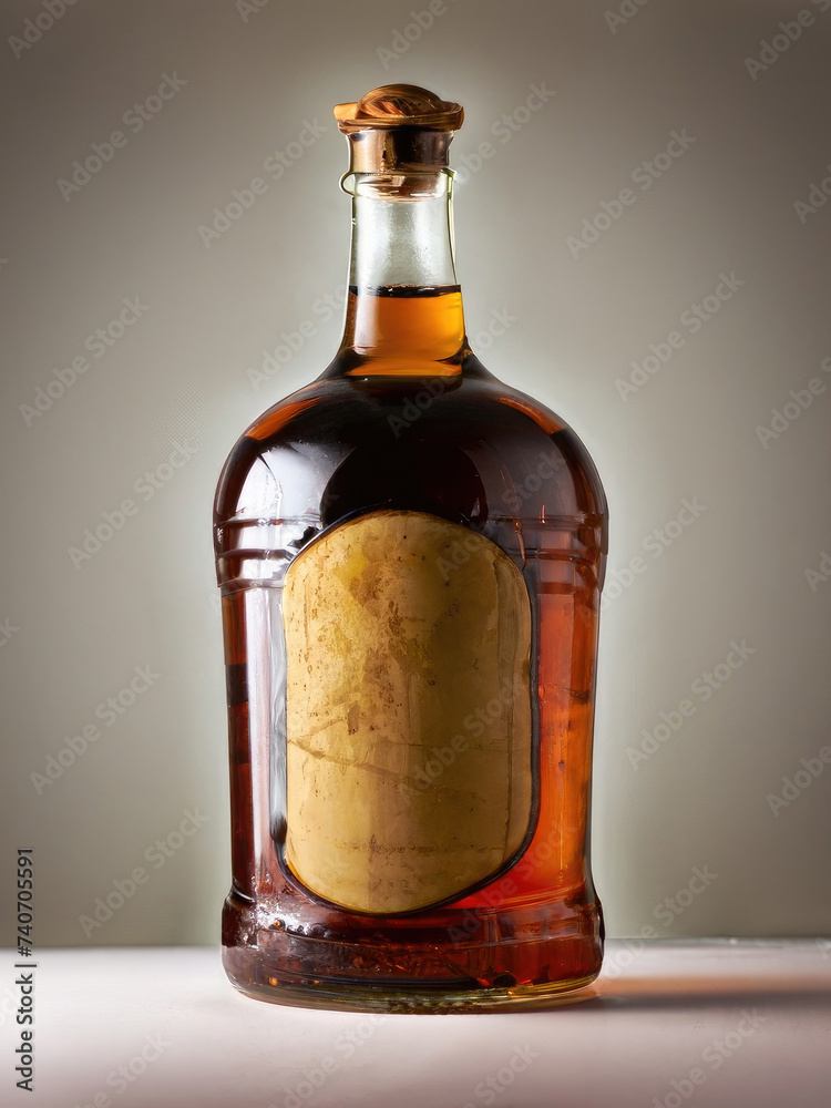 mock-up of a bottle of cognac, blank label mock-up of a bottle of cognac, blank label