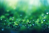 Serene Clover Leaf Dewdrops - Essence of Spring and Luck - Generative AI