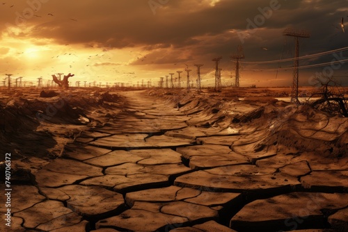 Dusk Over a Desolate Future: A World Withered by Climate Change - Generative AI