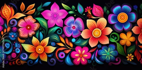 Vibrant Tapestry of Stylized Floral Art in Full Bloom - Generative AI