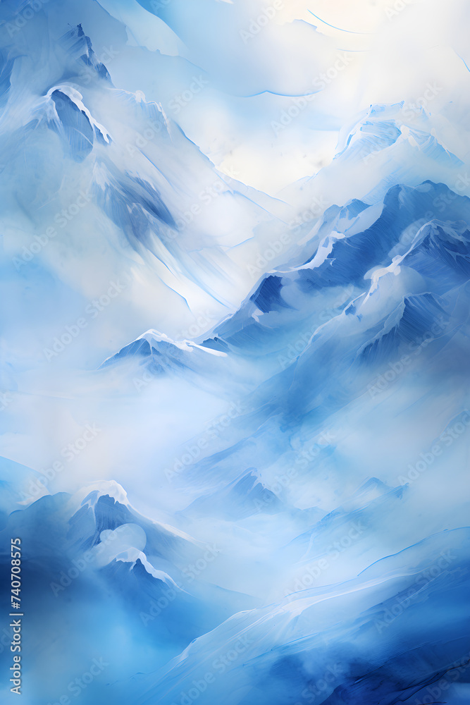 Aesthetic Vertical Art: Mesmerizing Mountain Landscape under a Majestic Sky