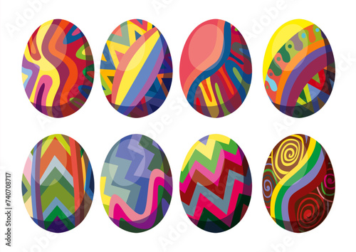 easter egg design colorful and pattern on white background illustration  vector  © nantana