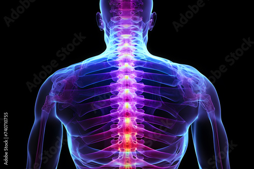 Human spine x-ray view on black background © Oksana