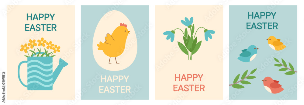 Set of backgrounds with Easter elements. Spring concept. Easter concept.