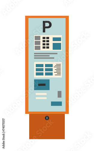 Self-pay parking meter isolated on white background. Technology concept. Contactless payment concept. Payment for parking.