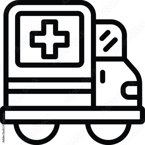 Ambulance car icon outline vector. Hospital care. Treatment visit patient