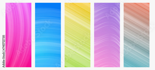 Set of modern gradient backgrounds with wave line