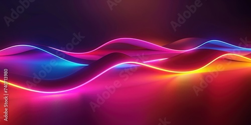 3d abstract background of colorful neon wavy line