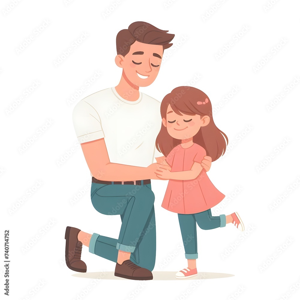 father's day dad with daughter . illustration of dad and daughter .family day 