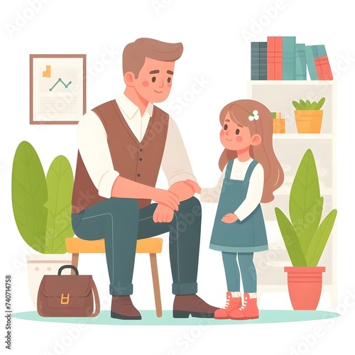 father's day dad with daughter . illustration of dad and daughter .family day  © Allakulyevva
