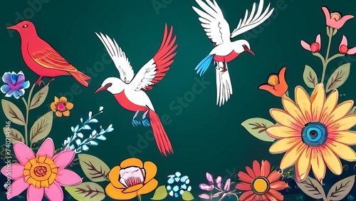 flowers and birds