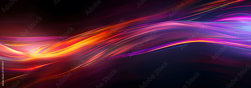 Abstract background with glowing light trail on a black 