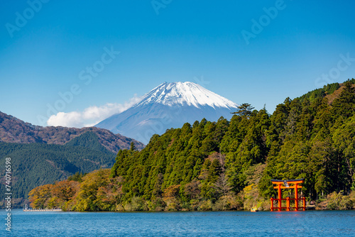 Mount Fuji, Japan. Lake Ashi view in Hakone photo