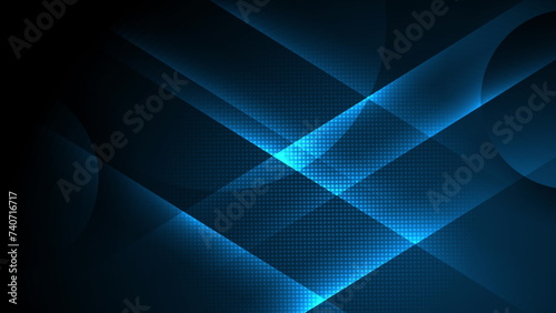 Dark blue glowing abstract tech geometric background