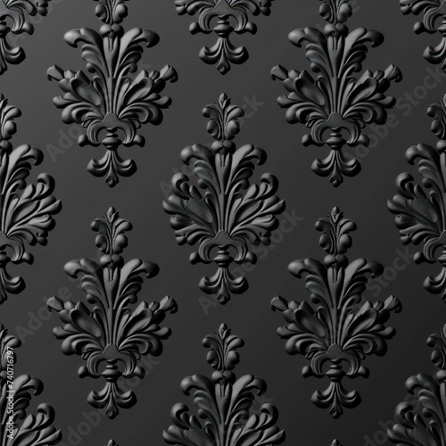 Black wallpaper with damask pattern background