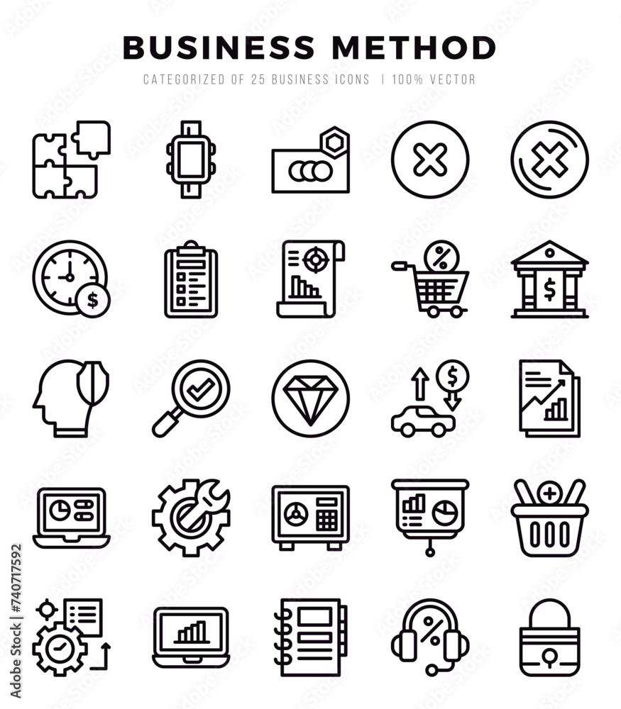 Business Method icons Pack. Lineal icons set. Business Method collection set.