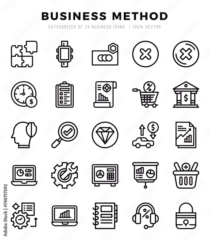 Business Method icons Pack. Lineal icons set. Business Method collection set. Business Method icons Pack. Lineal icons set. Business Method collection set.