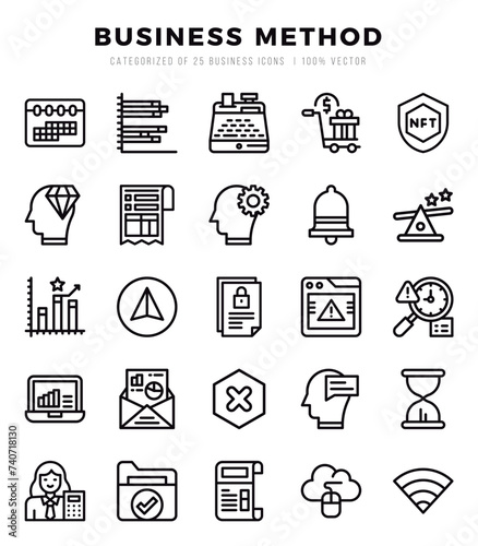 Business Method icons Pack. Lineal icons set. Business Method collection set.