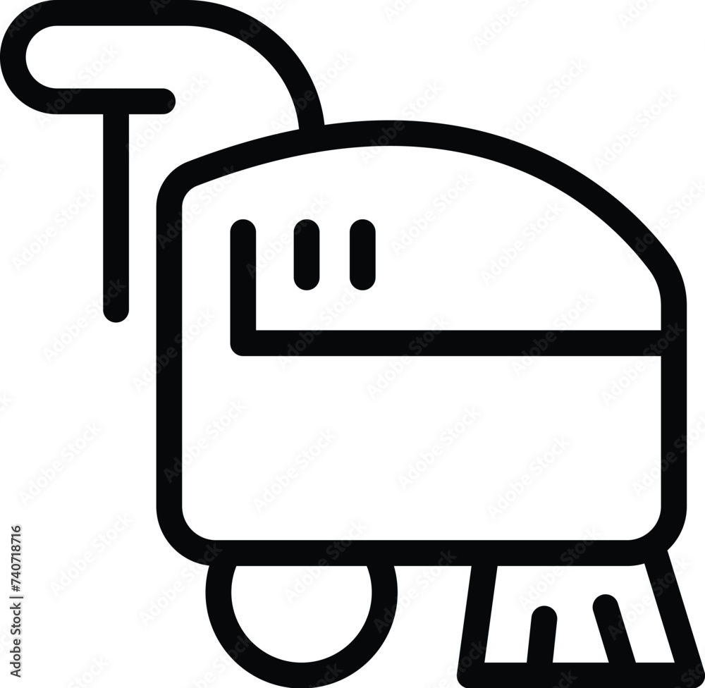 Floor polishing machine icon outline vector. Cleanliness housekeeping tool. Mopping surface vehicle