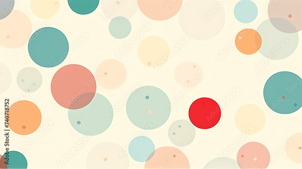 Colorful texture, white background with multicolored polka dots