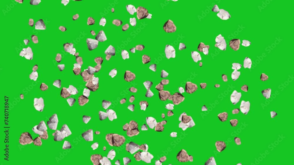 Stones stream on green screen background Stones stream on green screen background