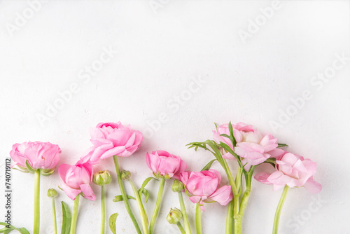 Fototapeta Naklejka Na Ścianę i Meble -  Ranunculus, willow, mimosa and gypsophila spring flowers bouquet