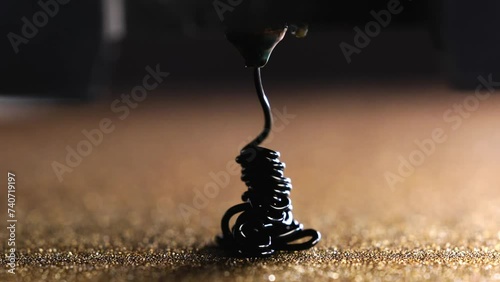 3D Printer Nozzle Cleaning Process, Printing With Black PLA Filament, Replacing filament photo