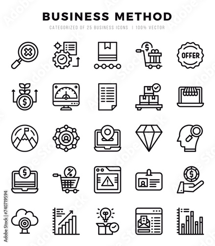 Business Method icons Pack. Lineal icons set. Business Method collection set.