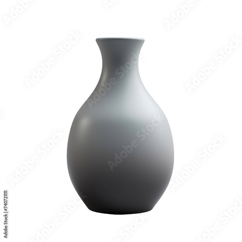 One grey vase isolated on transparent background