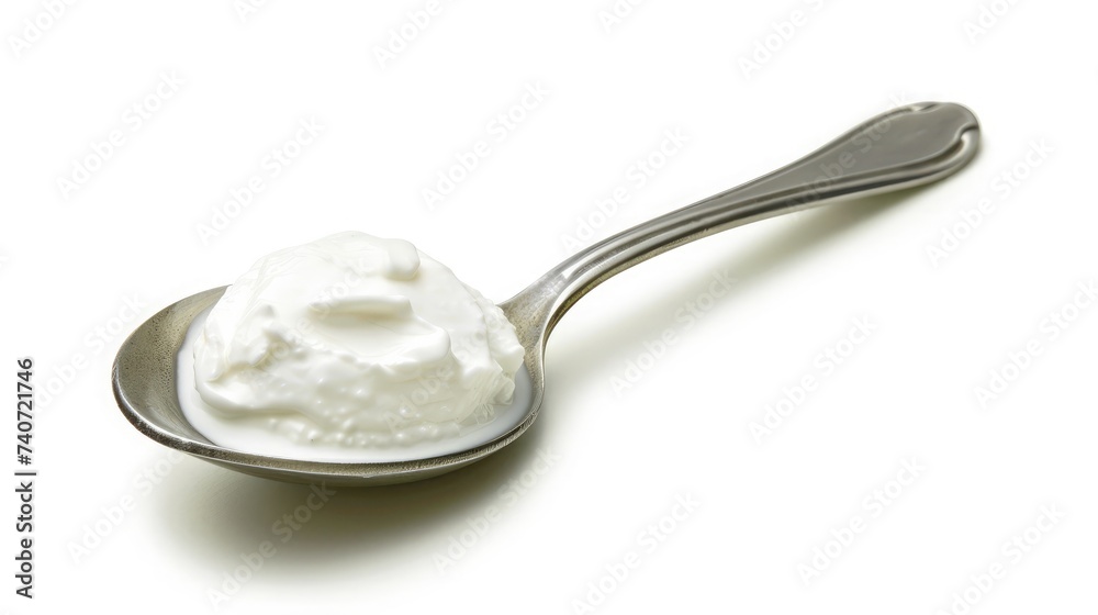 spoon of yogurt on white spoon of yogurt on white