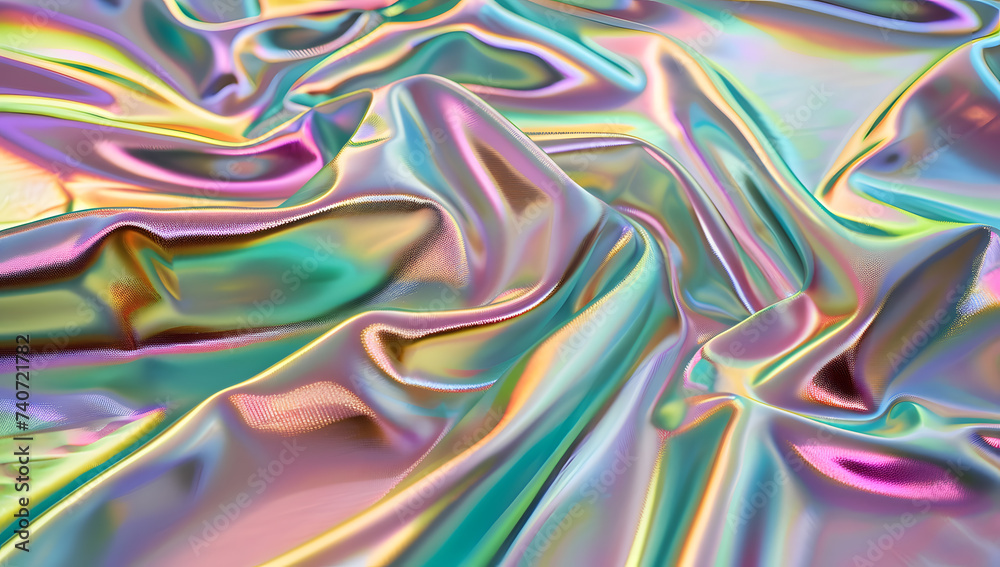 Obraz premium Wavy gradient cloth fabric abstract background, ultraviolet holographic texture