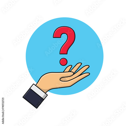 Hand Holding Question Mark Vector Illustration. Help and Support Concept